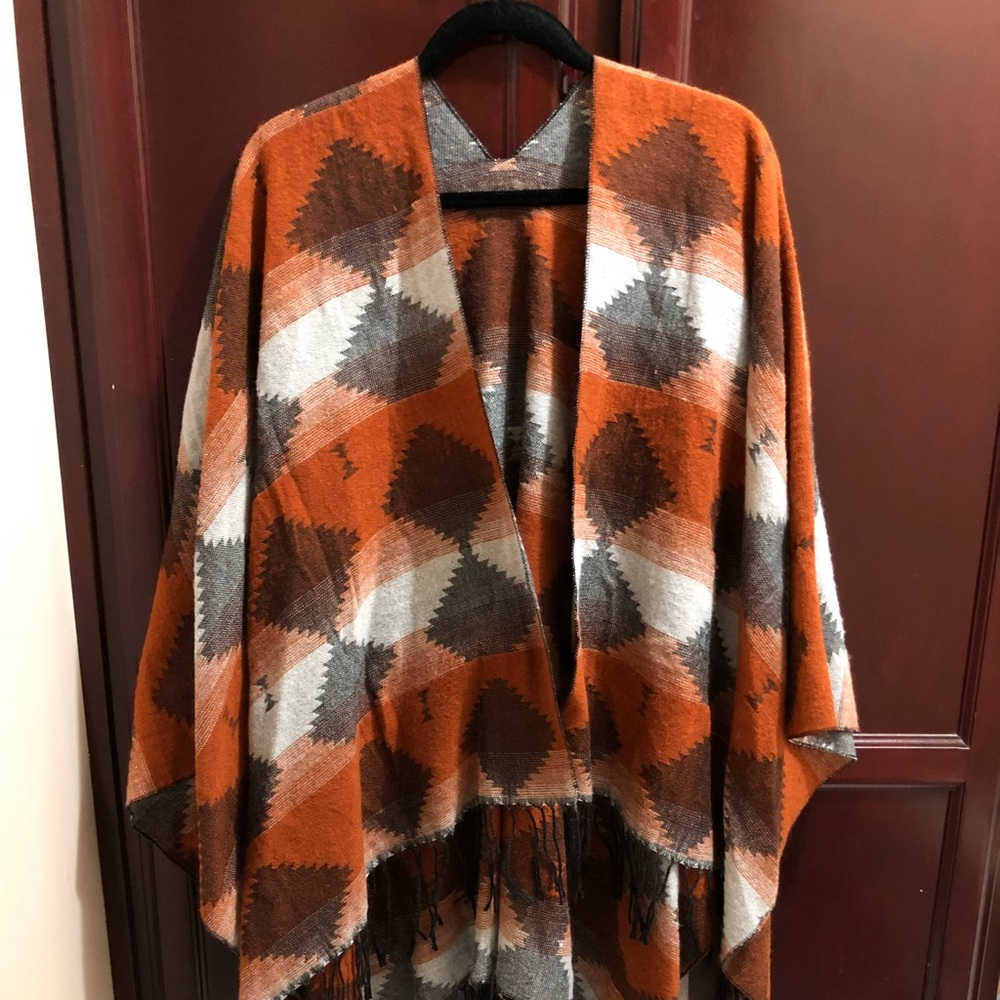Native American print poncho